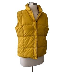 Vintage Lands’ End down button up puffer vest yellow nylon S